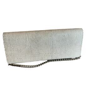 Ann Taylor white python leather shoulder bag chain detail